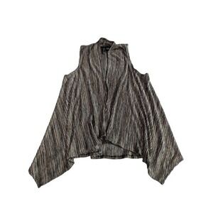 New Directions Petite Metallic‎ Knit Open Front Vest Cardigan Top Women PS